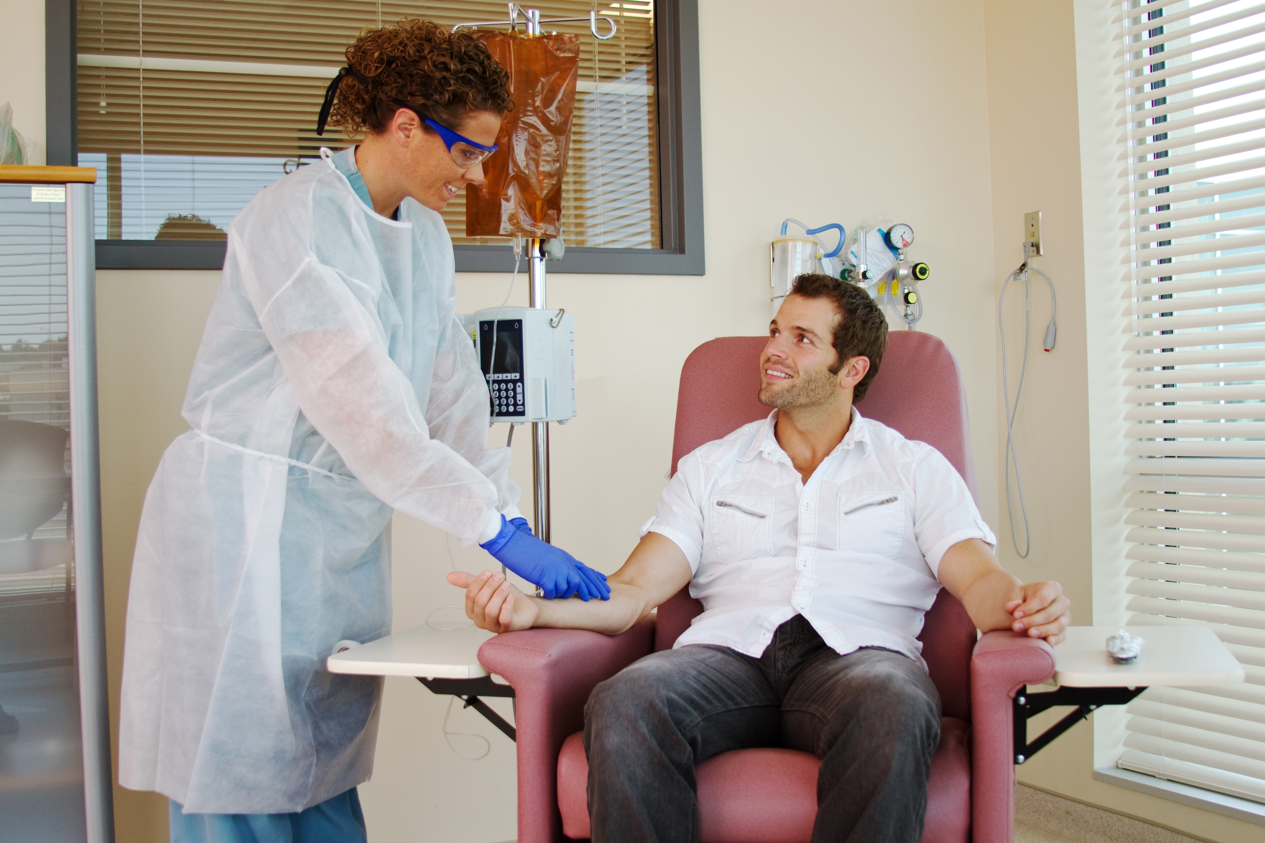 man receiving an infusion